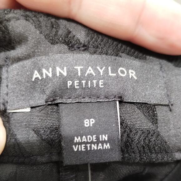 Ann Taylor NWT Size 8p Black Houndstooth Tie Waist Ankle High Rise Tapered Pants - Picture 5 of 8